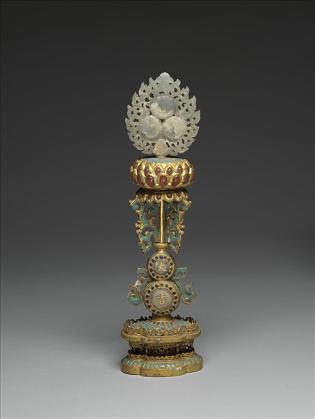 銅鍍金嵌玉及填料七政寶（寶珠）