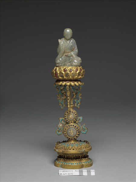 銅鍍金嵌玉及填料七政寶（財臣）