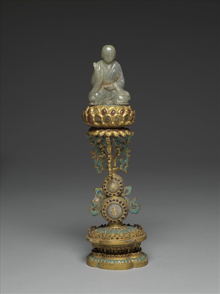 銅鍍金嵌玉及填料七政寶（財臣）