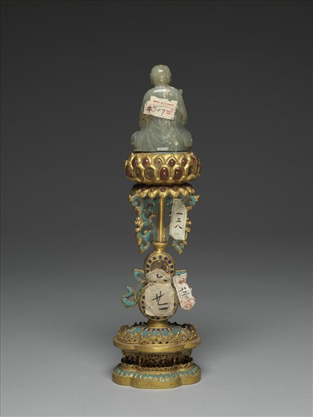 銅鍍金嵌玉及填料七政寶（財臣）