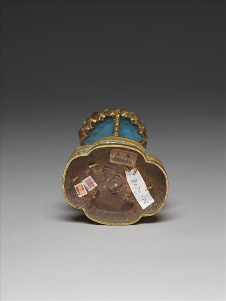 銅鍍金嵌玉及填料七政寶（財臣）