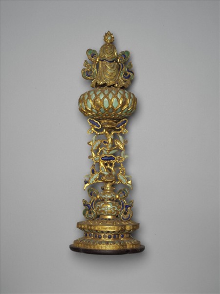 銅鍍金嵌料石八寶（寶傘）