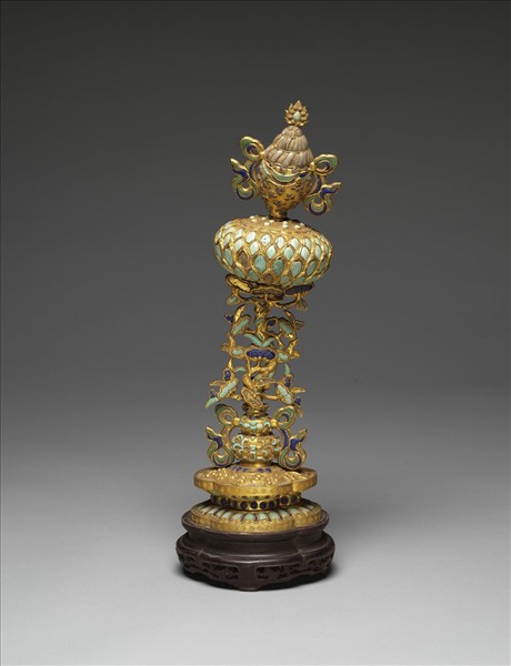 銅鍍金嵌料石八寶（法螺）