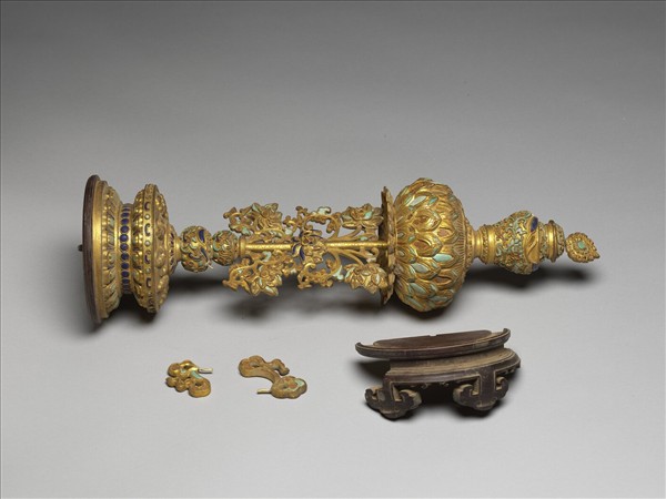 銅鍍金嵌料石八寶（寶瓶）