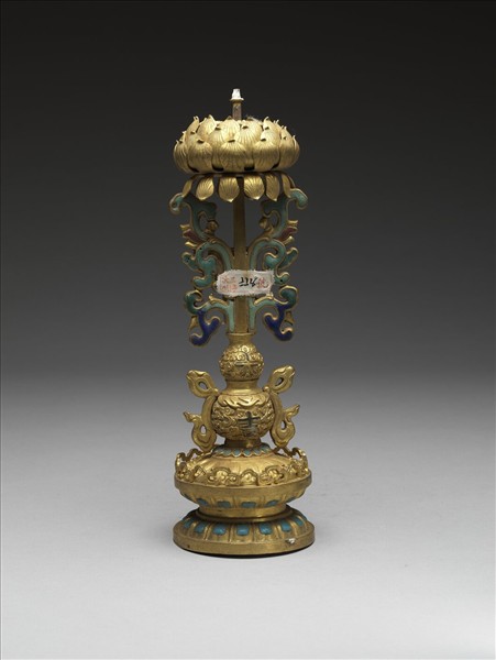 銅鍍金嵌玉及填料八寶（蓮花）