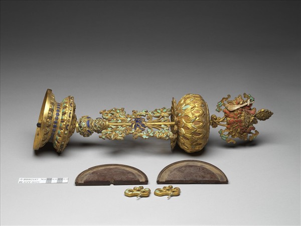 銅鍍金嵌料石八寶（蓮花）