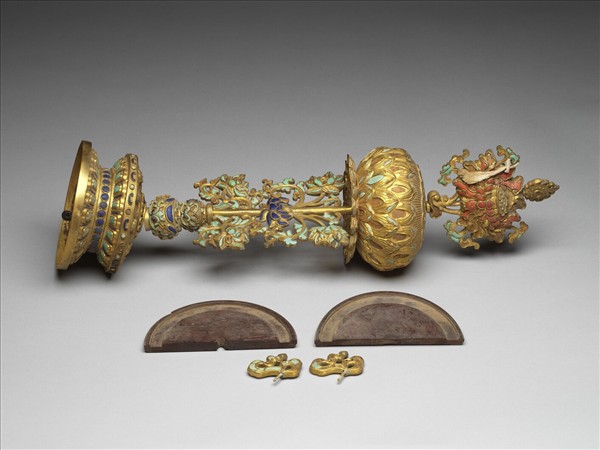 銅鍍金嵌料石八寶（蓮花）