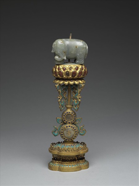 銅鍍金嵌玉及填料七政寶（寶象）