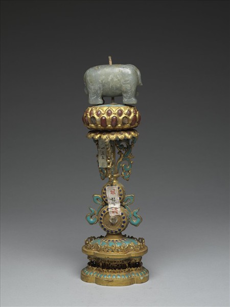 銅鍍金嵌玉及填料七政寶（寶象）