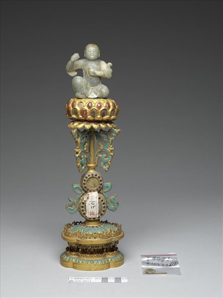 銅鍍金嵌玉及填料七政寶（武將）