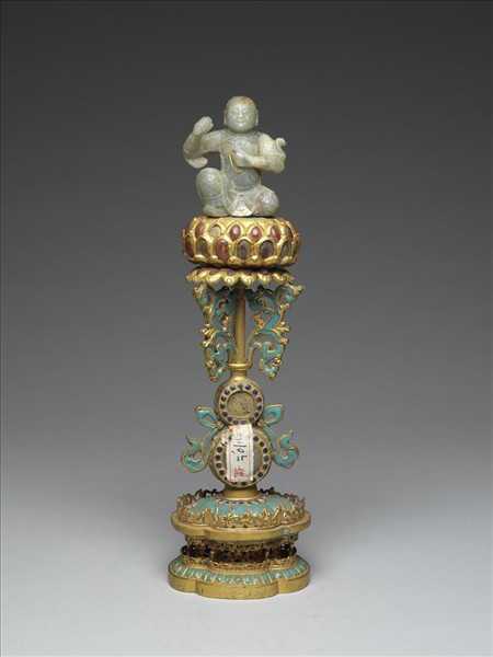 銅鍍金嵌玉及填料七政寶（武將）