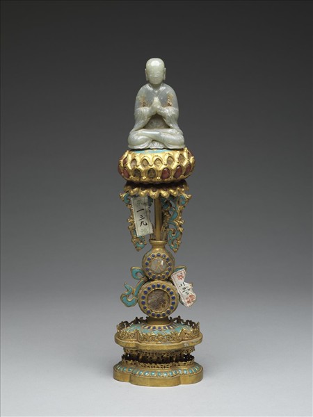 銅鍍金嵌玉及填料七政寶（玉女）