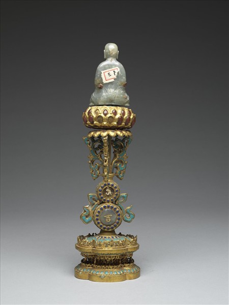 銅鍍金嵌玉及填料七政寶（玉女）