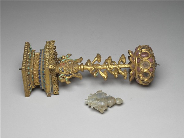 銅鍍金嵌玉及填料八寶（寶瓶）