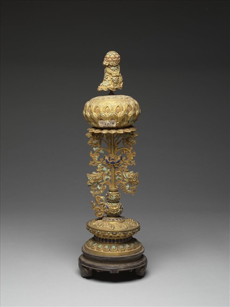 銅鍍金嵌料石八寶（寶傘）