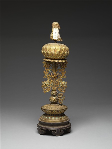 銅鍍金嵌料石八寶（寶傘）