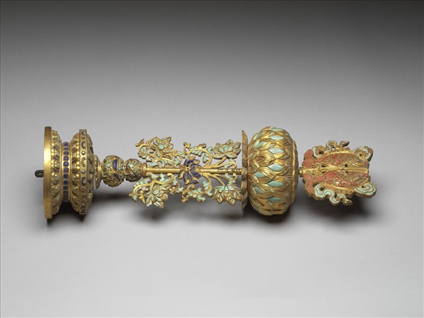 銅鍍金嵌料石八寶（魚寶）