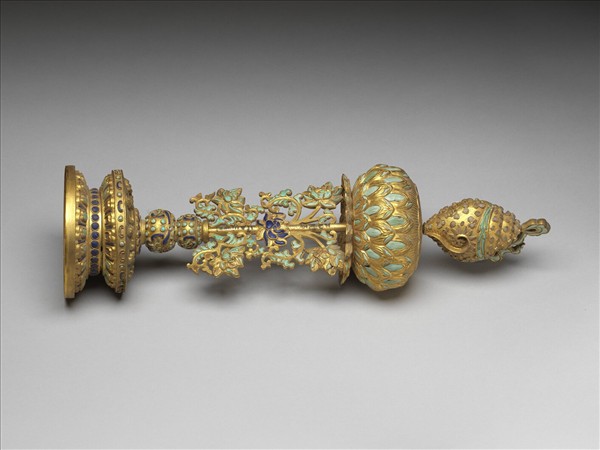 銅鍍金嵌料石八寶（法螺）