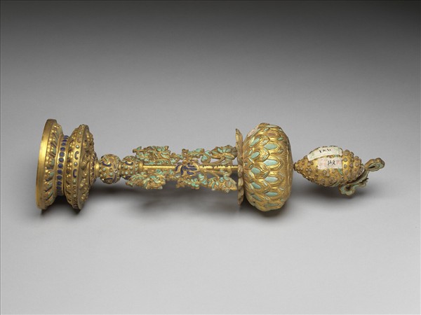 銅鍍金嵌料石八寶（法螺）