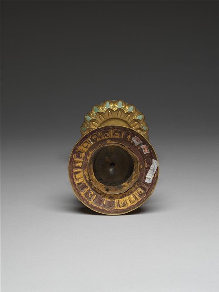 銅鍍金嵌料石八寶（法螺）