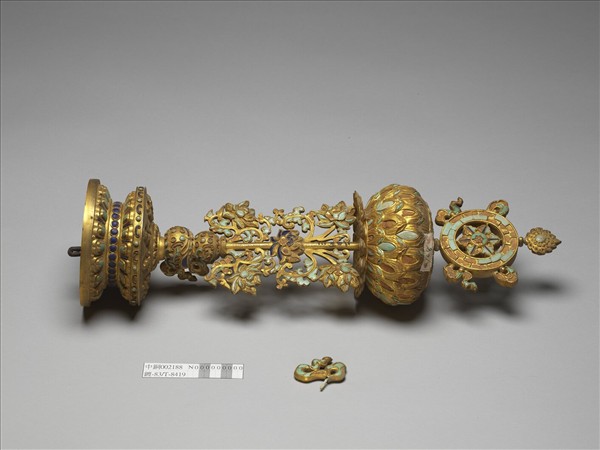 銅鍍金嵌料石八寶（法輪）