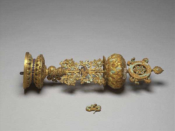 銅鍍金嵌料石八寶（法輪）