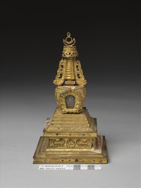 銅鍍金嵌料佛塔 多門塔