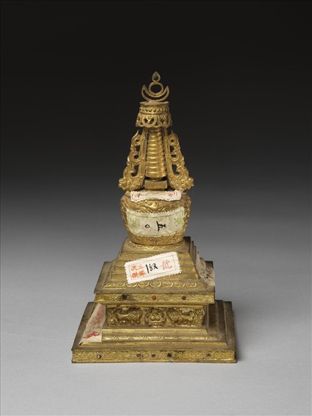 銅鍍金嵌料佛塔 多門塔