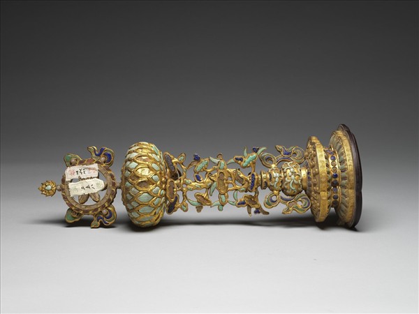 銅鍍金嵌料石八寶（法輪）