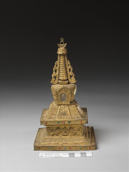 銅鍍金嵌料佛塔 天降塔