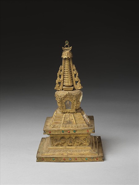 銅鍍金嵌料佛塔 天降塔