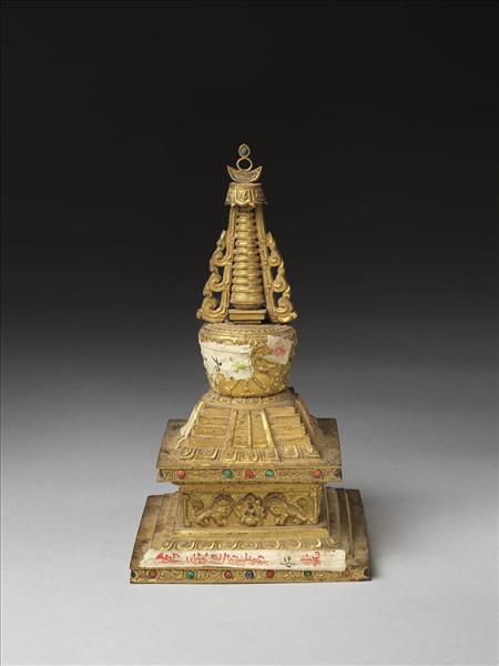 銅鍍金嵌料佛塔 天降塔