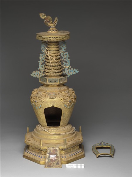 銅鍍金嵌玉及填料佛塔 尊勝塔