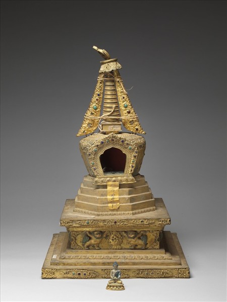銅鍍金嵌料佛塔 和好塔