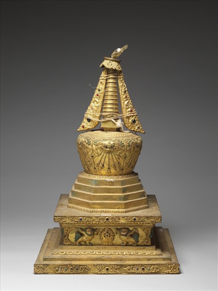 銅鍍金嵌料佛塔 和好塔