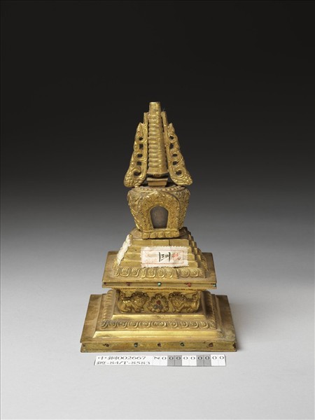 銅鍍金嵌料佛塔 神變塔