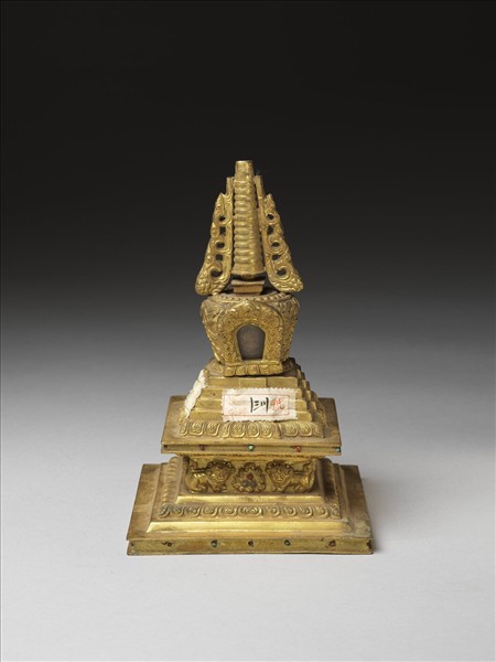 銅鍍金嵌料佛塔 神變塔