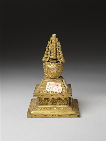 銅鍍金嵌料佛塔 神變塔