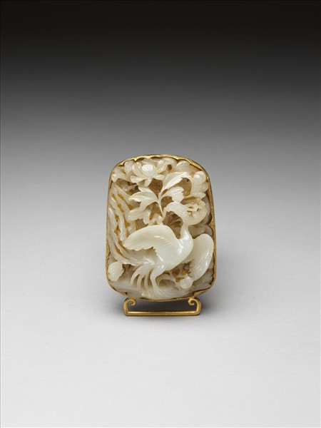 玉鳳鳥花卉帶飾