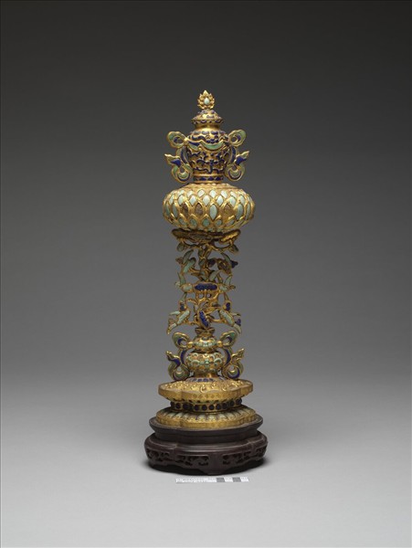 銅鍍金嵌料石八寶（寶瓶）