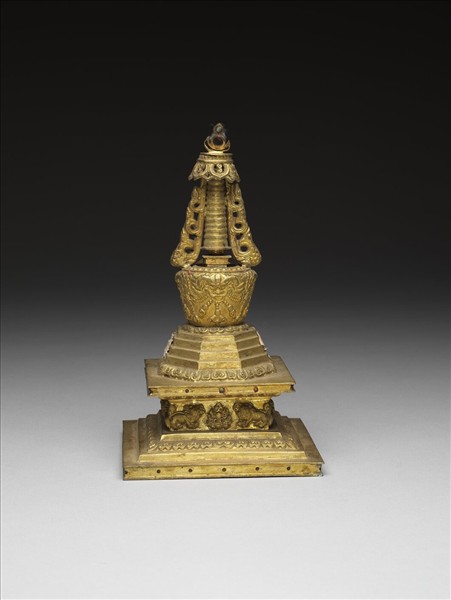 銅鍍金嵌料佛塔 和好塔