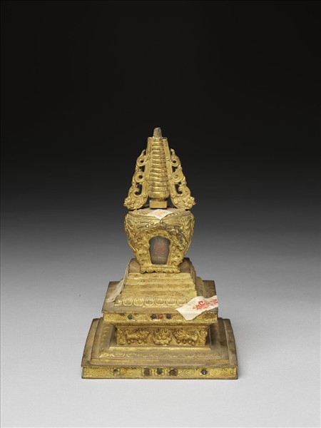 銅鍍金嵌料佛塔 多門塔