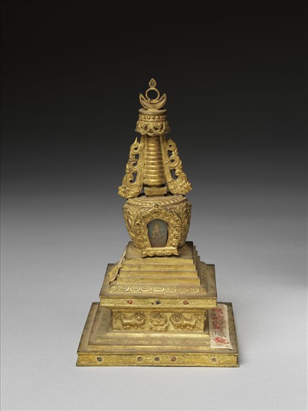 銅鍍金嵌料佛塔 菩提塔