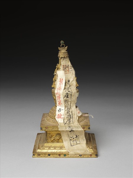 銅鍍金嵌料佛塔 聚蓮塔