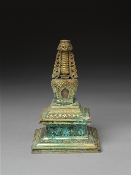 銅鍍金嵌料佛塔 菩提塔