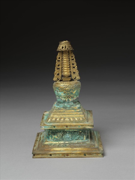 銅鍍金嵌料佛塔 菩提塔