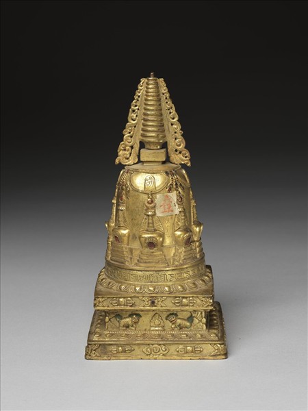 銅鍍金嵌料佛塔