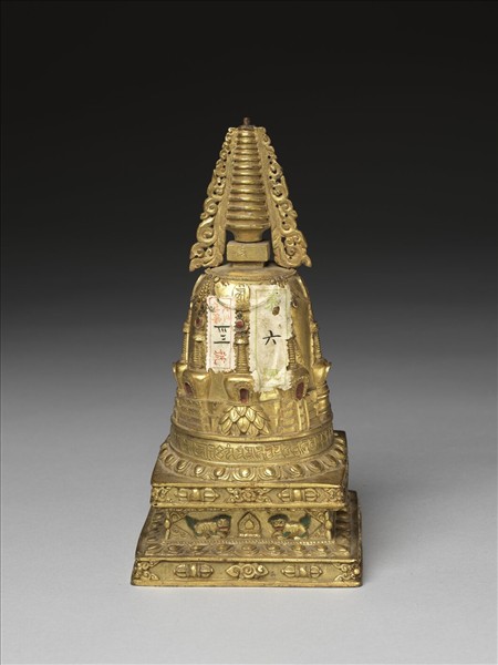 銅鍍金嵌料佛塔