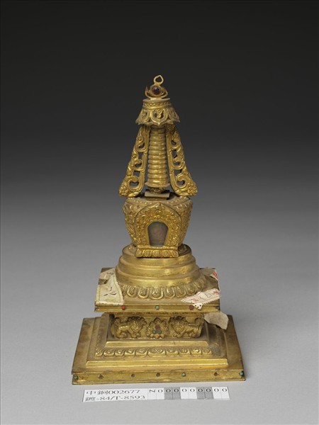 銅鍍金嵌料佛塔 尊勝塔