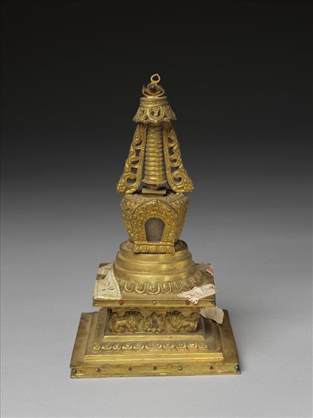 銅鍍金嵌料佛塔 尊勝塔